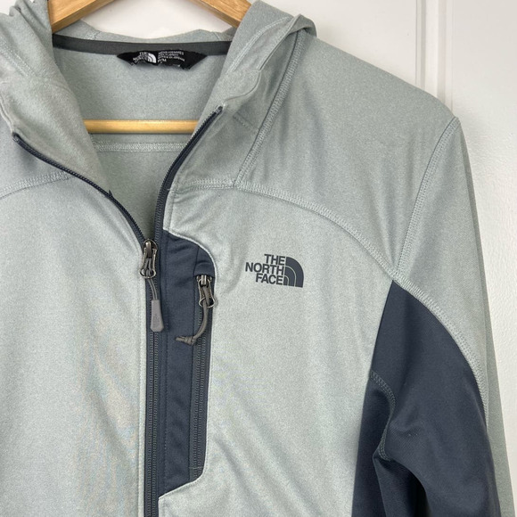 North Face Hoodie Jacket Men's Medium Gray Full-Zip Long Sleeve Zipper Pocket - Picture 3 of 6